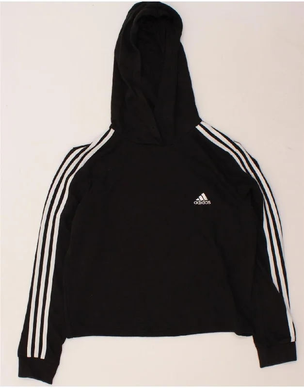 Seasonal Sale ADIDAS Womens Oversized Hoodie Jumper UK 12/14 Medium Black Cotton