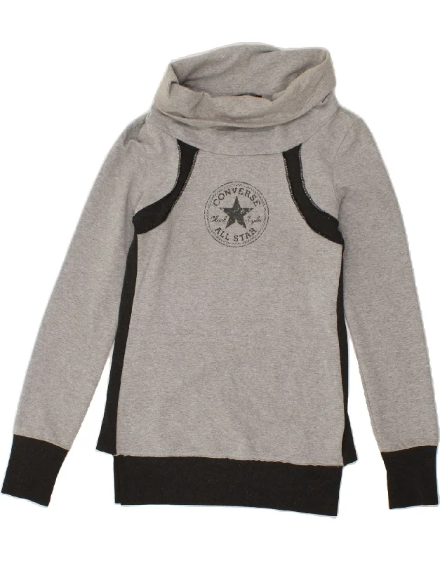 Weekend Special CONVERSE Womens Graphic Roll Neck Sweatshirt Jumper UK 10 Small Grey Weekend Special CONVERSE Womens Graphic Roll Neck Sweatshirt Jumper UK 10 Small Grey