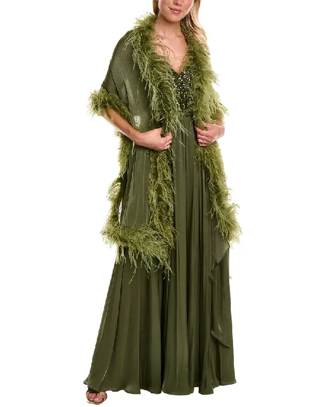 Bargain Prices Badgley Mischka Feather Wrap Gown