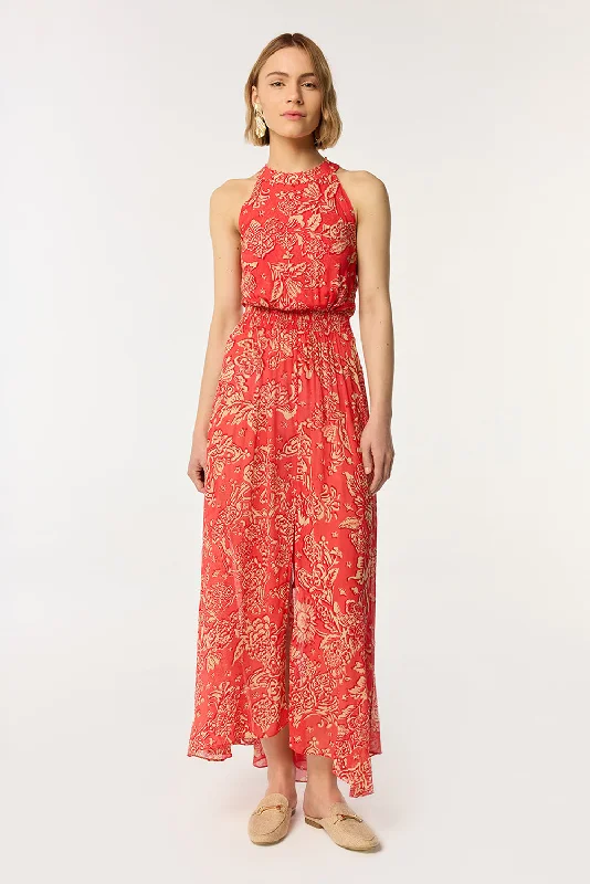 Sale Event Long Dress Clea - Pink Oriental Foulard