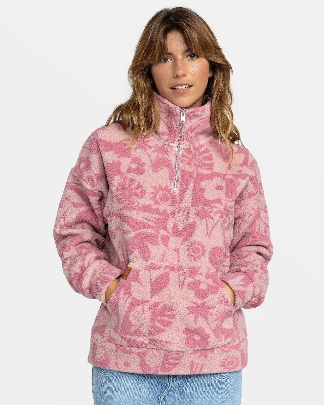 Limited Availability Live Out Loud Half Zip Polar Pullover - Mauve Orchid Sliceoparadise Po