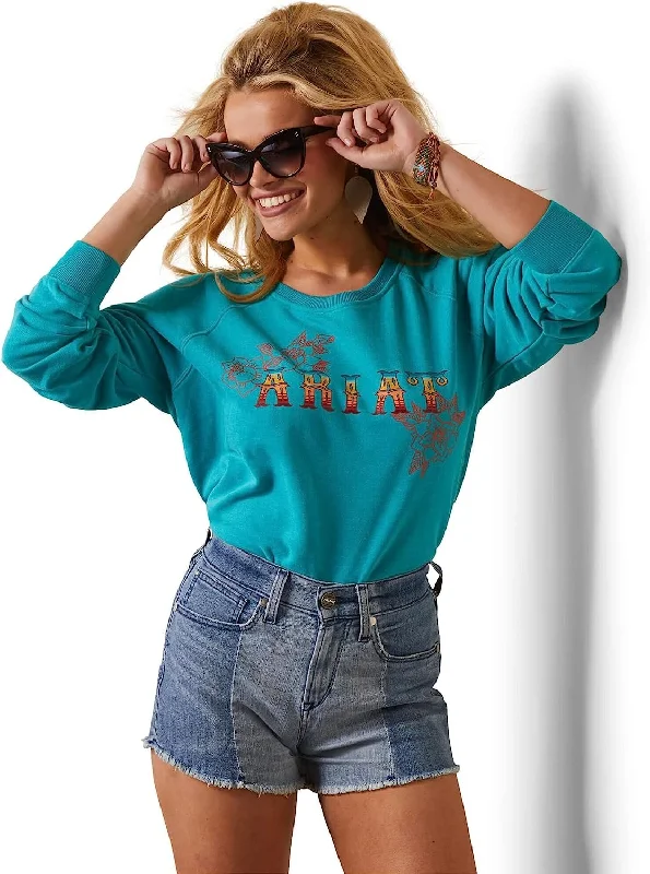 Sale Event Ariat Women's Real Rose Sweatshirt, Viridian Green