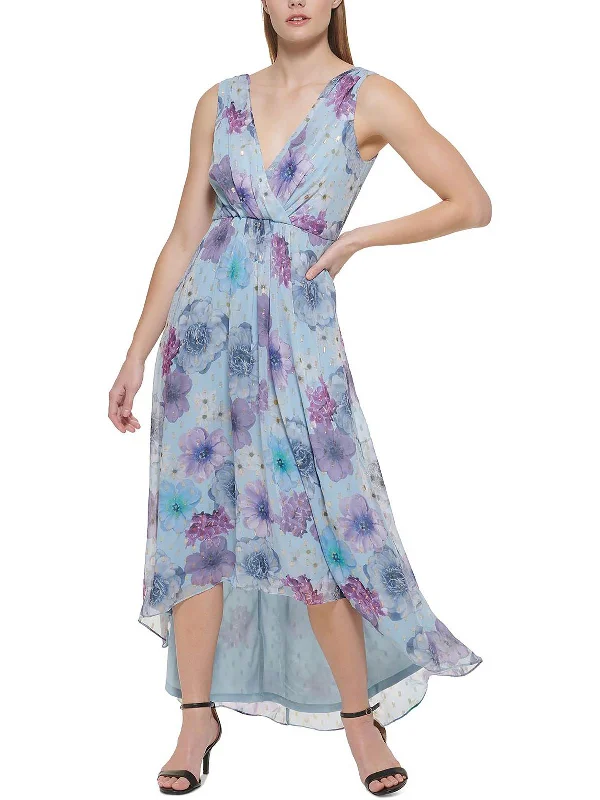 Mega Sale Petites Womens Floral Maxi Fit & Flare Dress