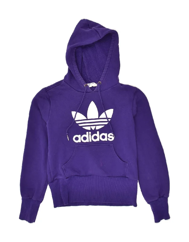 Closeout Sale ADIDAS Womens Graphic Hoodie Jumper EU 36 Small Purple Cotton
