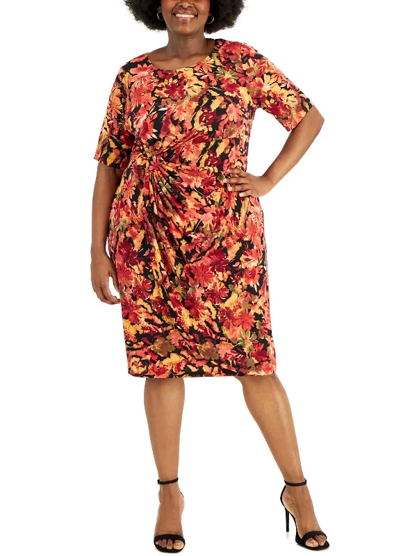 Unbeatable Prices Plus Womens Floral Print Knee-Length Sheath Dress