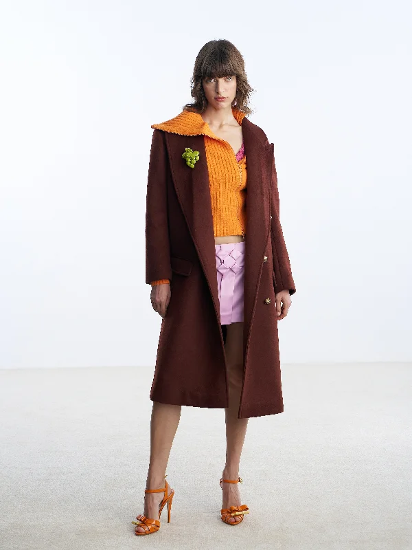 Members Only Nφdress X RoomSERVICE888 Reddish-Brown Oversized Wool-Blend Felt Coat