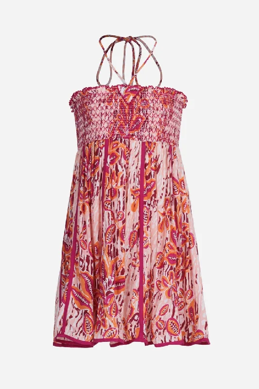 Special Price Mini Dress Cycas for girls - Pink Exotic Forest