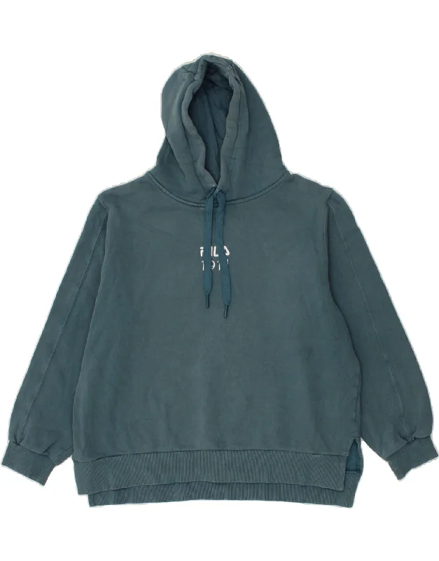 Mega Deal FILA Womens Oversized Hoodie Jumper UK 18 XL Blue