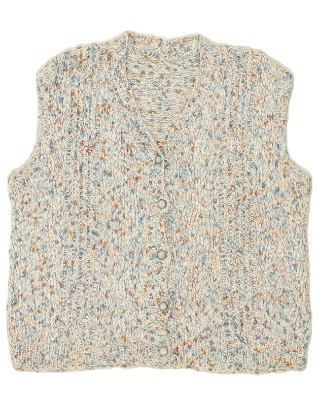Major Savings VINTAGE Womens Sleeveless Cardigan Sweater UK 14 Large Blue Flecked