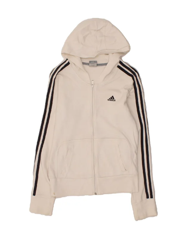 Exclusive Deal ADIDAS Womens Zip Hoodie Sweater UK 10 Small White Cotton