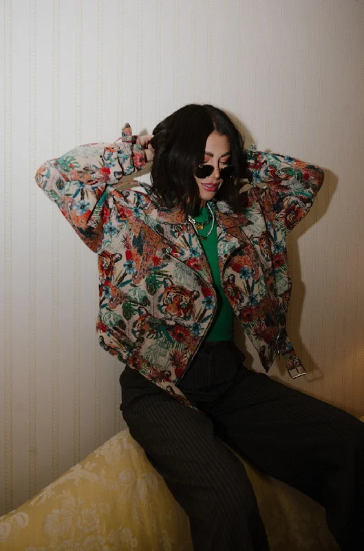Factory Direct Sale Wild Soul Tiger Jacquard Moto Jacket