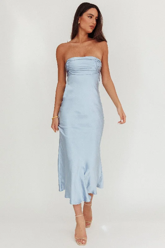 Limited Time Discount Moon Song Strapless Laced Back Dress Midnight Blue