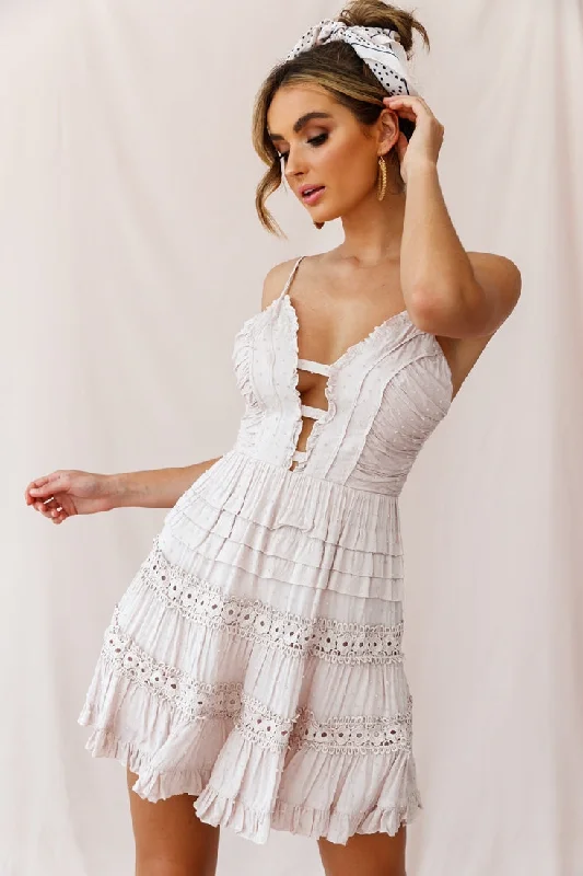 Can't Be Beat Riley Deep V-Neckline Ruffle Detail Dress Blush