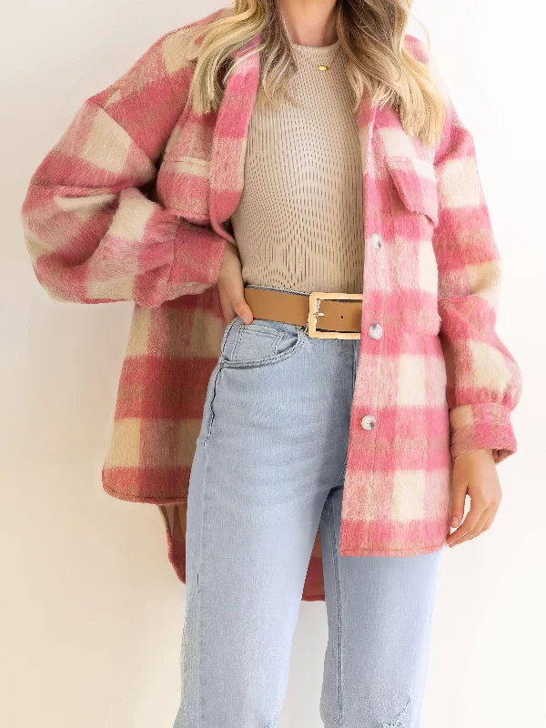 Crazy Deals Checkered Plush Wool Blend Winter Coat