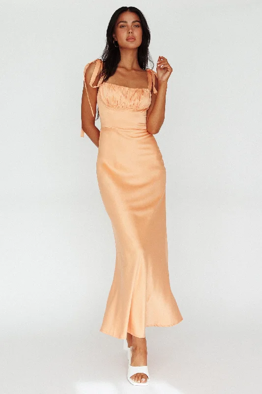 Limited Time Offer Pennelope Tied Shoulder Maxi Dress Orange