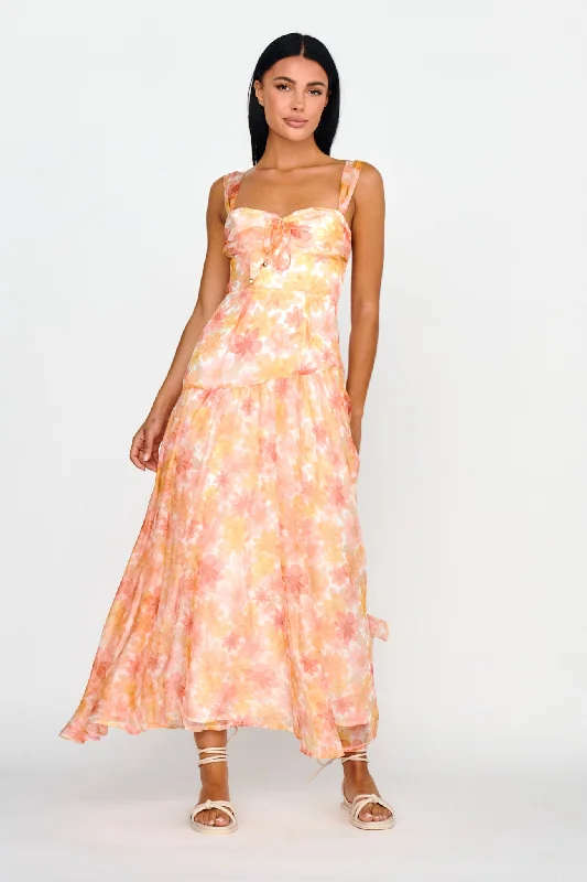 Today’s Special Nichola Ruched Bust Midi Dress Floral Orange
