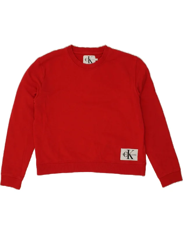 New Deals CALVIN KLEIN Womens Sweatshirt Jumper UK 14 Medium Red Cotton