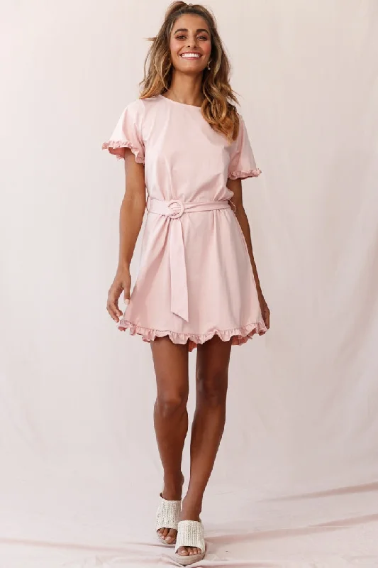 Markdowns Chelsea Belted T-Shirt Dress Blush