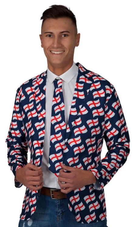 Markdown Madness England World Cup Jacket & Tie Soccer Men's Costume