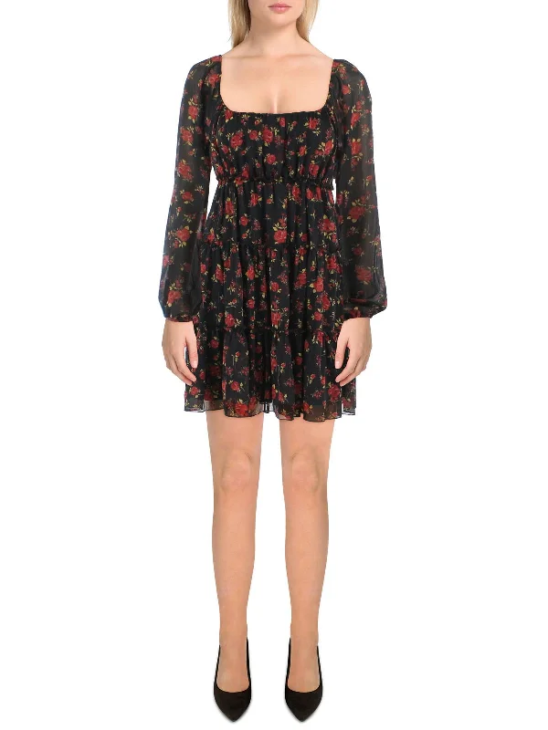 Low Prices Plus Womens Floral Print Mini Mini Dress
