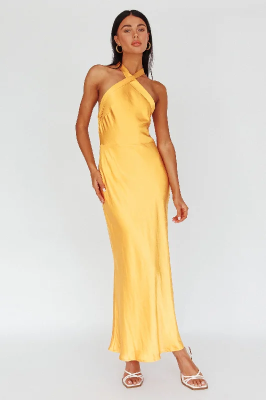 Exclusive Savings Italia Azure Crossover Halterneck Maxi Dress Sun