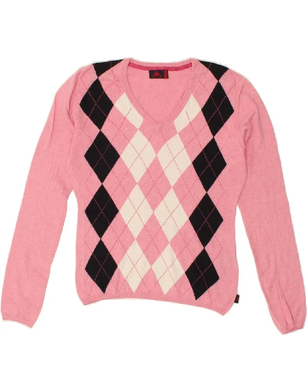 Grand Opening Sale KAPPA Womens V-Neck Jumper Sweater UK 14 Large Pink Argyle/Diamond Cotton Grand Opening Sale KAPPA Womens V-Neck Jumper Sweater UK 14 Large Pink Argyle/Diamond Cotton