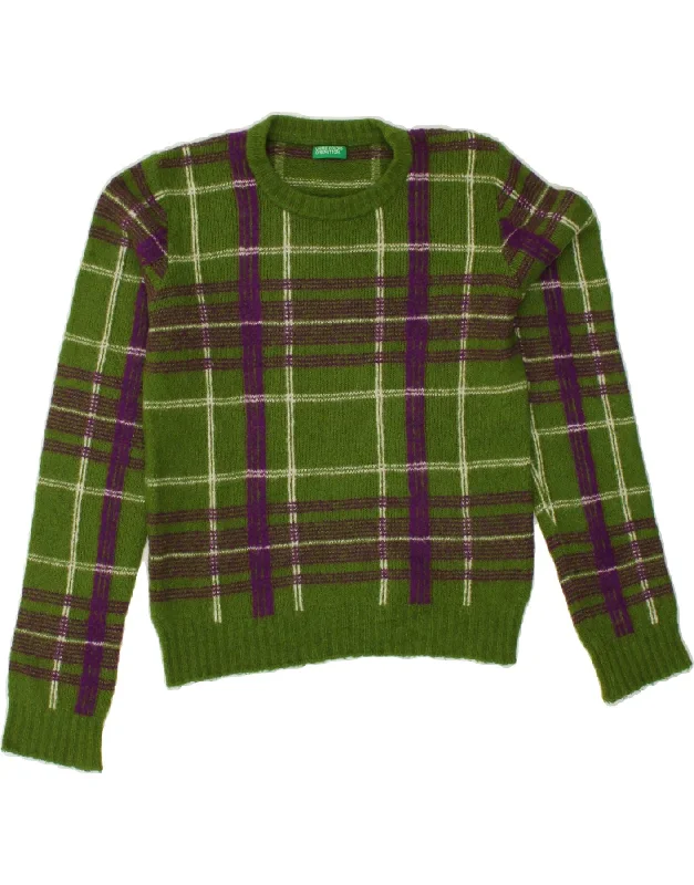 Early Bird Discount BENETTON Womens Crop Crew Neck Jumper Sweater UK 8 Small Green Check Early Bird Discount BENETTON Womens Crop Crew Neck Jumper Sweater UK 8 Small Green Check