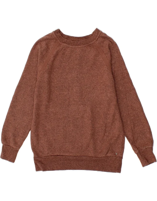 Act Now PRANA Womens Oversized Sweatshirt Jumper UK 10 Small Brown Cotton
