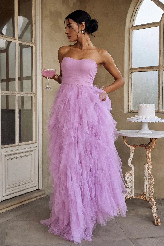 Special Price Rori Tulle Cascade Maxi Dress Orchid