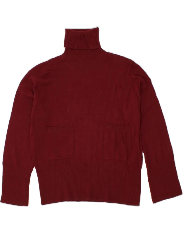 Savings Event MASSIMO DUTTI Womens Oversized Roll Neck Jumper Sweater EU 34 XS Burgundy