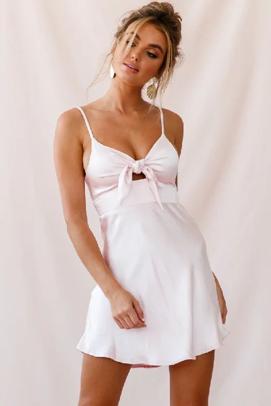 Sale Event Starry Night Satin Bust-Tie Mini Dress Pink