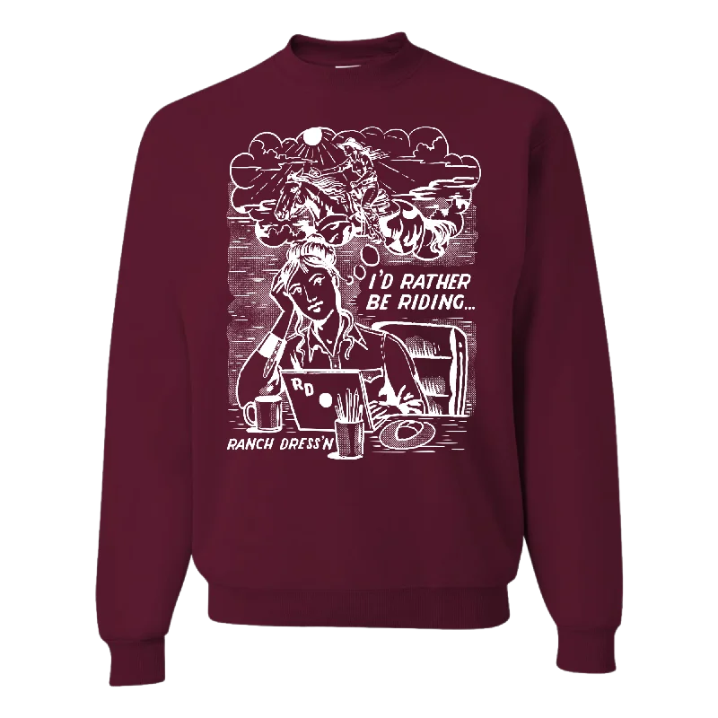Flash Deals RATHER BE RIDING MAROON CREWNECK