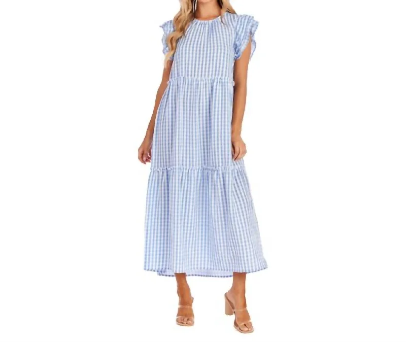 Incredible Offers Bardot Maxi Dress In Blue Gingham