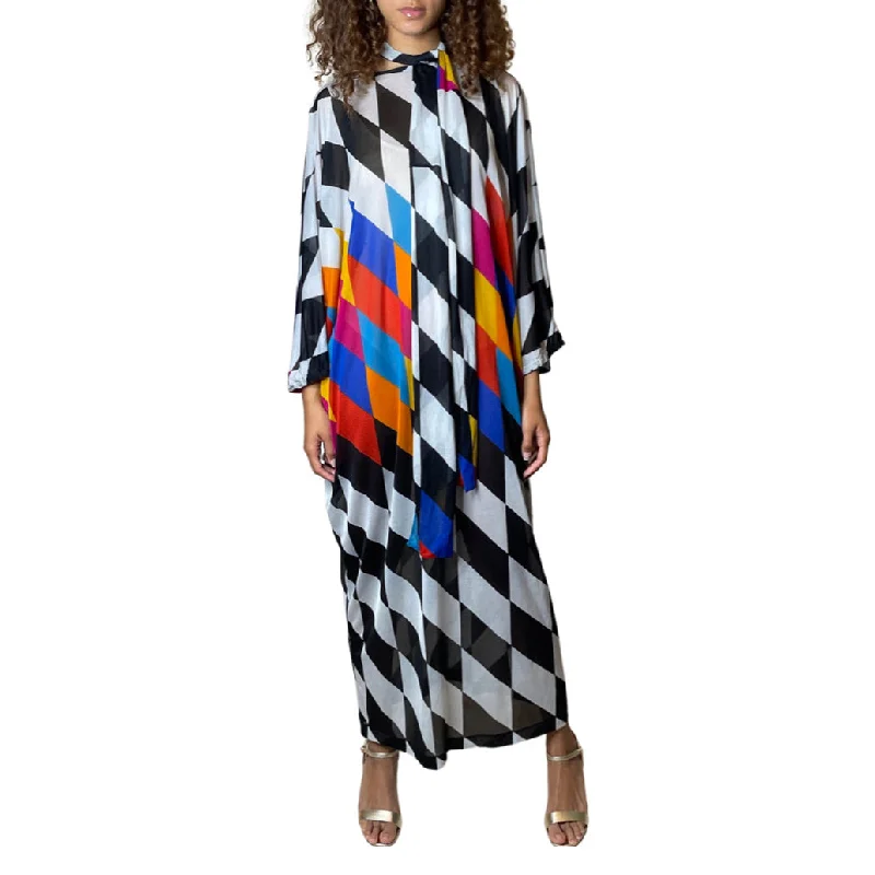 Deal of the Week Peekaboo Hire - Original 1970's Vintage Geometric Print Dress UK 8 - 14