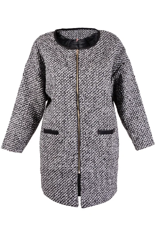 Inventory Reduction BEATRICE Grey Tweed Coat