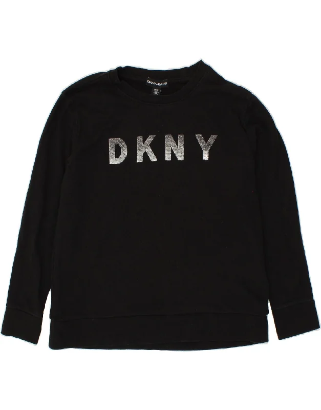 Great Bargains DKNY Womens Oversized Graphic Sweatshirt Jumper UK 10 Small Black Cotton