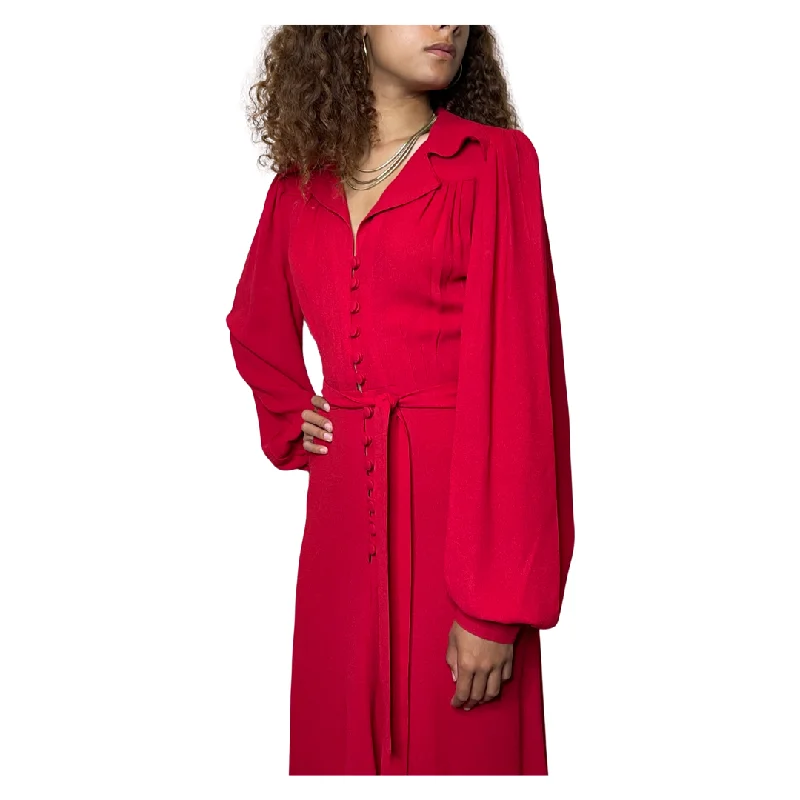 Online Only Peekaboo Hire - Vintage 1970's Original Red Ossie Clark For Radley Dress UK 10 - 12