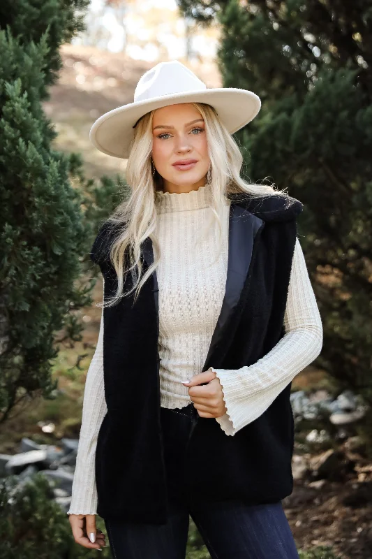 Best Seller Coziest Crush Black Sherpa Vest - DOORBUSTER