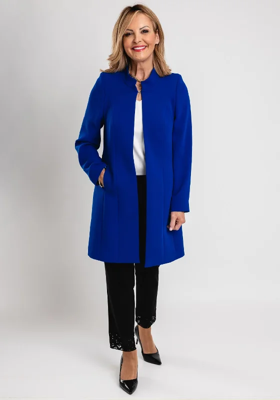 Instant Discount Christina Felix High Neck Longline Jacket, Royal Blue