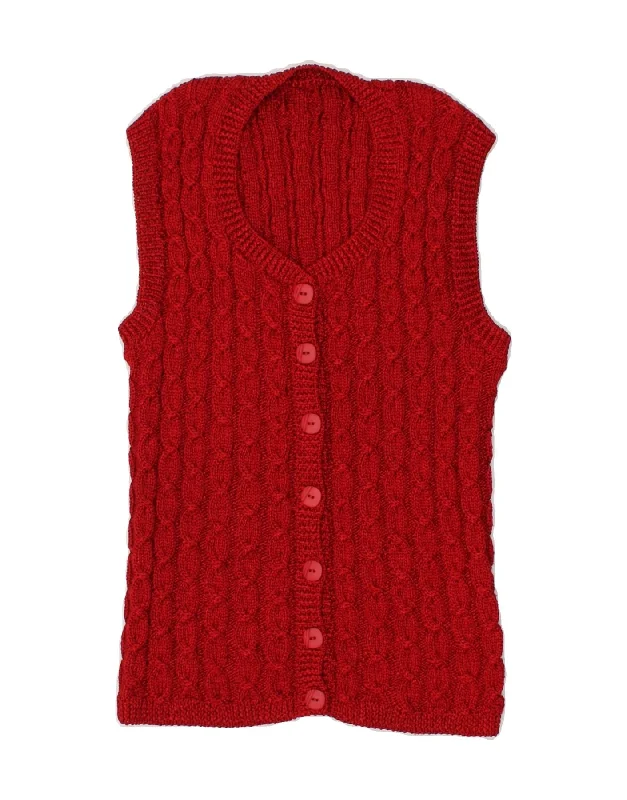 Buy More, Save More VINTAGE Womens Sleeveless Cardigan Sweater UK 10 Small Red