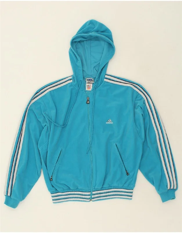 New Markdowns ADIDAS Womens Zip Hoodie Sweater UK 12 Medium Blue