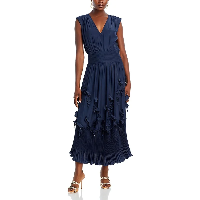 Exclusive Savings Womens Pleated Rosette Sheath Dress