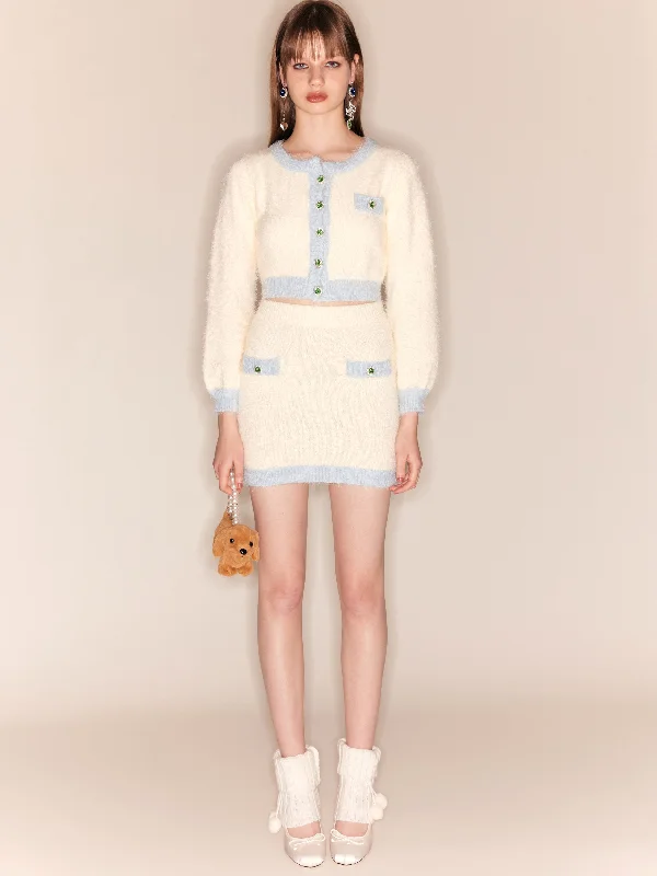 Reduced Prices White Blue Knit Set