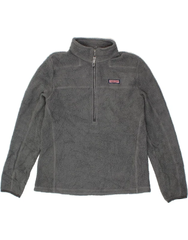 New Markdowns VINEYARD VINES Womens Zip Neck Fleece Jumper UK 14 Medium Grey Polyester