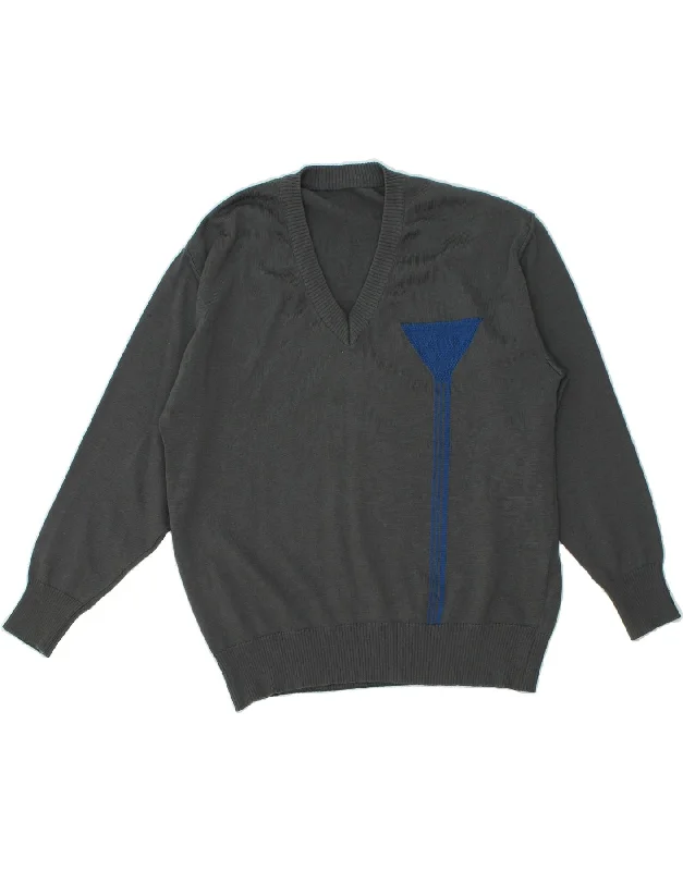 Deal of the Week VINTAGE Womens V-Neck Jumper Sweater IT 46 Large Grey