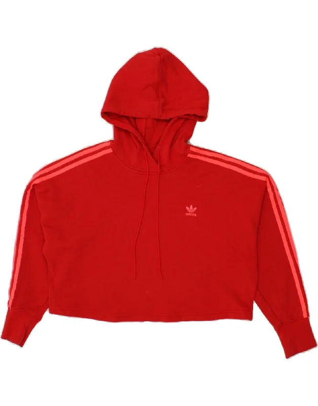 Huge Savings ADIDAS Womens Oversized Crop Hoodie Jumper UK 6 XS Red