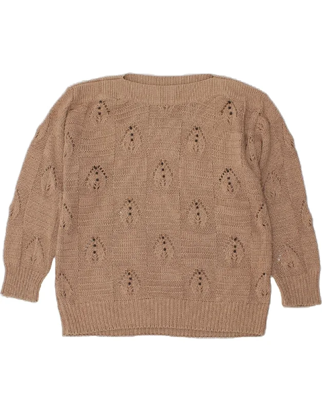 Stock Up and Save VINTAGE Womens Boat Neck Jumper Sweater UK 20 2XL Brown Cotton