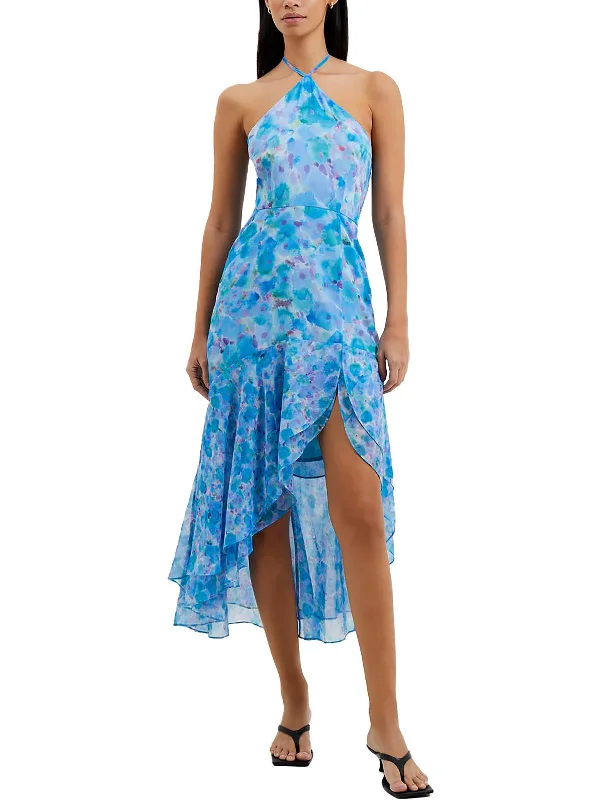 Deep Discounts Gretha Womens Printed Hi-Low Halter Dress