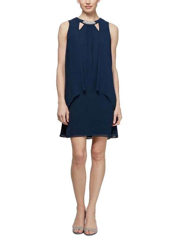 Value Deals Womens Chiffon Embellished Cocktail and Party Dress