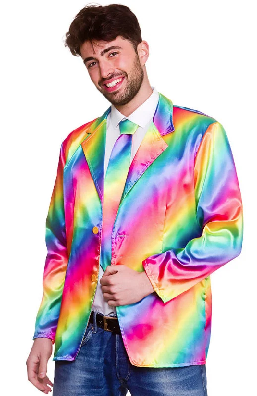 Blowout Sale Mens Rainbow Jacket & Tie Pride Festival Fun Novelty Costume